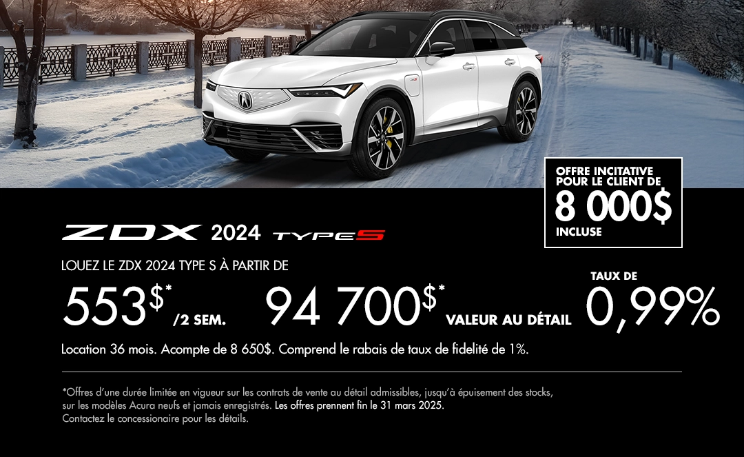 Bannière de Promotion Acura ZDX Type S 2024